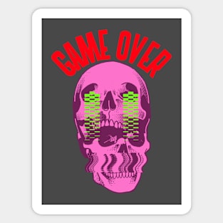 Game Over Glitch Skull Sticker